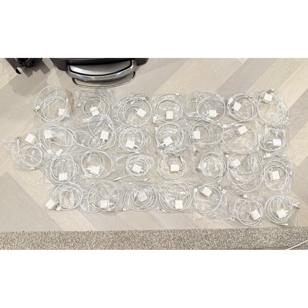 Lot Of 29 Apple 3ft. (1m) Lightning‎ to USB Cable - White WITH Charging Block
